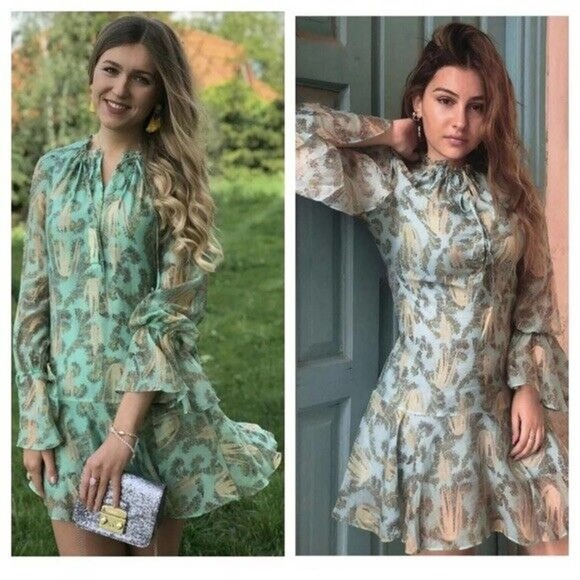 H&M CONSCIOUS EXCLUSIVE LYOCELL BLEND GREEN DRESS SIZE US 6 BLOGGERS FAVORITE - Picture 5 of 16